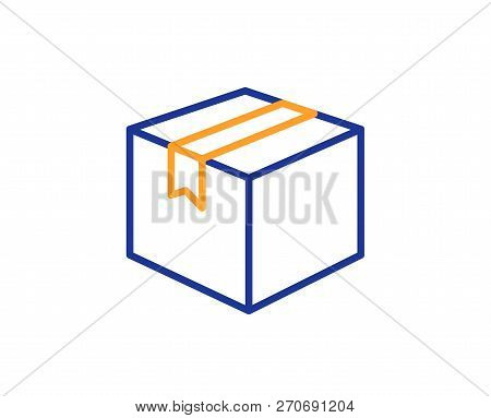 Shipping Box Line Icon. Logistics Delivery Sign. Parcels Tracking Symbol. Colorful Outline Concept. 