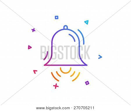 Clock Bell Line Icon. Alarm Sign. Gradient Line Button. Clock Bell Icon Design. Colorful Geometric S