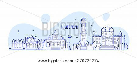 Ahmedabad Skyline Gujarati India City Vector Line