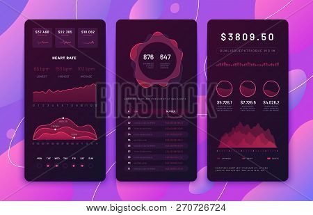 Mobile Phone Ui Design. Forex Trading Platform Panel With Statistics Chart, Diagram Calendar. Market