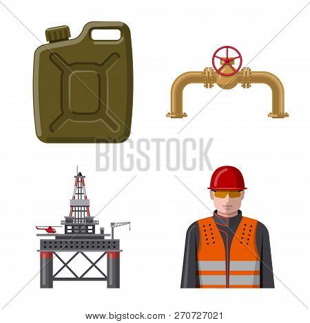 Isolated Object Of Oil And Gas Symbol. Set Of Oil And Petrol Stock Vector Illustration.