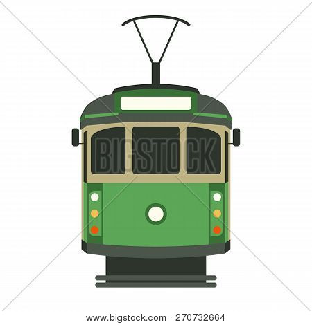 Vintage Tram  ,vector Illustration , Flat Style , Front View