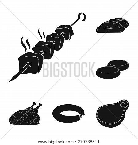 Vector Illustration Of Meat And Ham Logo. Collection Of Meat And Cooking Vector Icon For Stock.