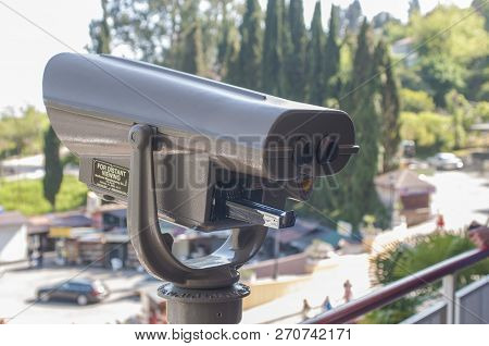 Stationary Panoramic Binoculars In The Mountains Of Abkhazia