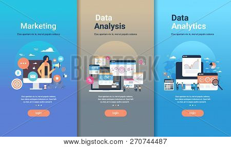 Web Design Template Set For Marketing Data Analysis And Data Analytics Concepts Different Business C