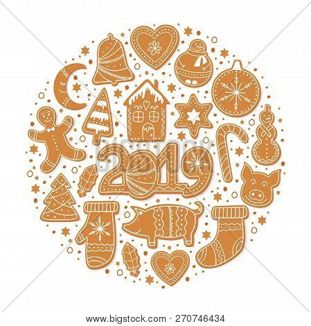 Set Of Christmas Gingerbread Cookies
