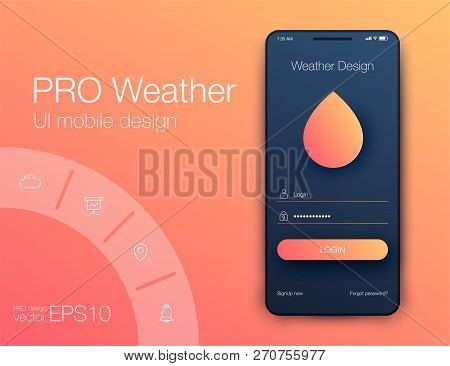 Weather Forecast App Ux Ui Design. Stock Vector