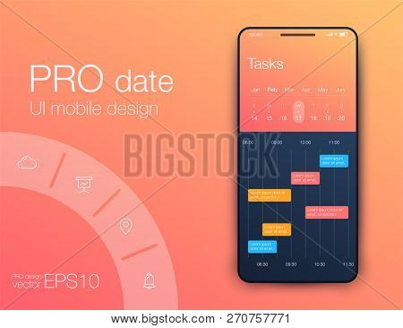 Mobile Phone Application For Analytics. Stock Vector