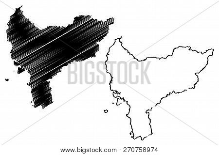 West Kalimantan (subdivisions Of Indonesia, Provinces Of Indonesia) Map Vector Illustration, Scribbl