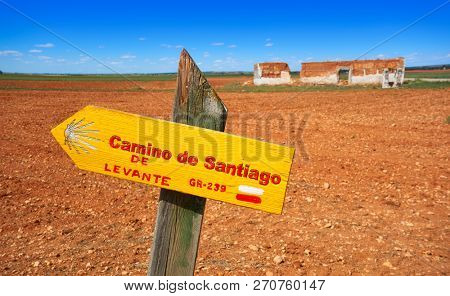Camino de santiago Levante sign Saint James Way GR-239 Castile La Mancha