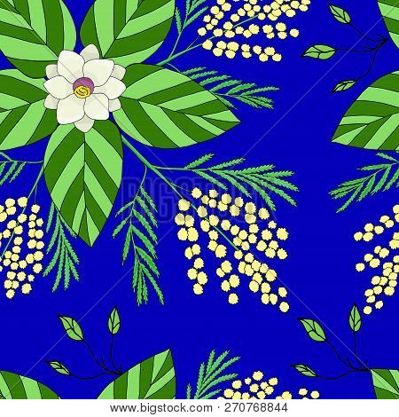Seamless Pattern With Wild Flowers In The Style Of The Doodle