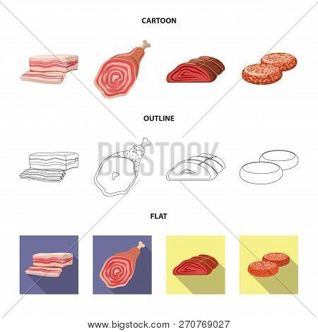 Isolated Object Of Meat And Ham Sign. Set Of Meat And Cooking Vector Icon For Stock.