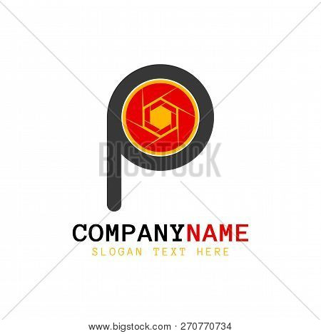 Vector Letter P Shutter Photo Logo Design Template. Letter P And Shutter Camera That Made From A Sim