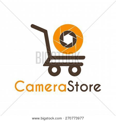 Vector Camera Store Logo Design Template With Shutter And Shopping Cart. Its Good Simple Combination