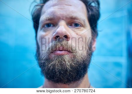 Mens Short Beard And Lips Close Up