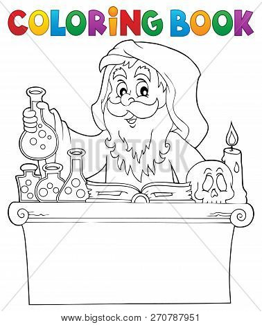 Coloring Book Alchemist Topic 1 - Eps10 Vector Picture Illustration.