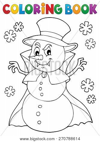 Coloring Book Vampire Snowman Theme 1 - Eps10 Vector Picture Illustration.