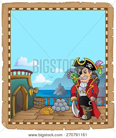 Pirate Ship Deck Topic Parchment 1 - Eps10 Vector Picture Illustration.