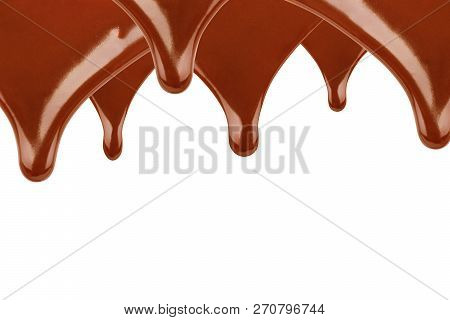 Melted Chocolate Dripping On White Background Drink, Card, Frame, Wave, Banner, Splash, Messy