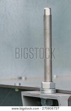 Close Up Of Metal, Steel Pipe In Agricultural Machine Vahicle. Industrial Details