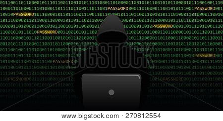 Hacker Is Looking For Passwords Cybercrime With Binary Code Background Vector Illustration Eps10