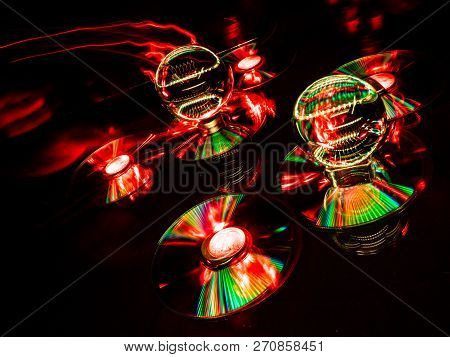 Light Painting With Lensballs In The Christmas Theme.