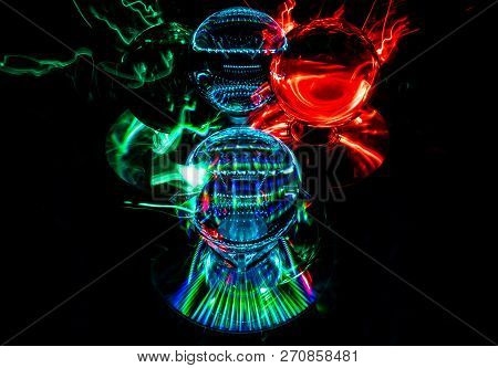 Light Painting, Lensballs, Long Exposure, And Flat Reflective Discs Are Used To Create An Abstract I