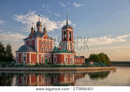 Church Of The Forty Sebastian Martyrs On Shore Of Lake Pleshcheyevo At Sunset, Pereslavl-zalessky, R