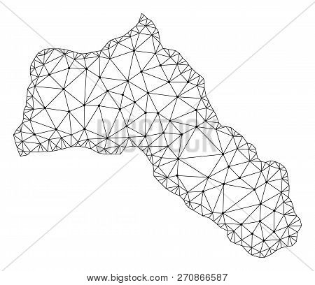 Polygonal Mesh Map Of Kurdistan In Black Color. Abstract Mesh Lines, Triangles And Points With Map O