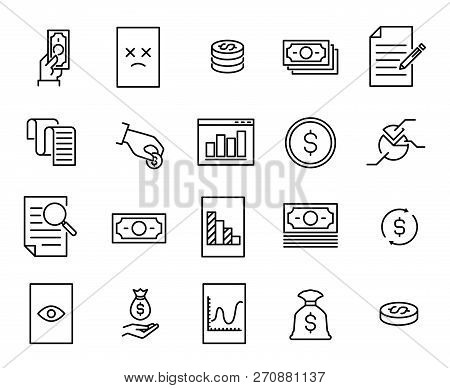 Simple Collection Of Accounting Related Line Icons. Thin Line Vector Set Of Signs For Infographic, L