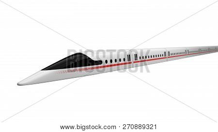 High Speed Train. Concept Design For Magnetic Levitation And Vacuum Tunnel Technology. 3d Illustrati
