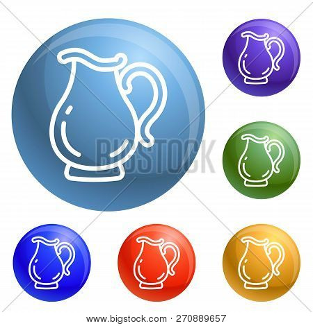 Jug Icons Set Vector 6 Color Isolated On White Background