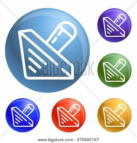 Wood Dreidel Icons Set Vector 6 Color Isolated On White Background