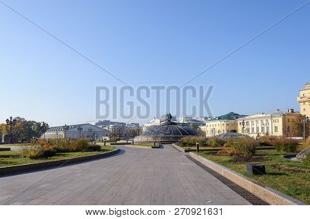 Moscow, Russia - October 15, 2018: View Of Manezh Square, Moscow, Russia. Sunny Autumn Day.