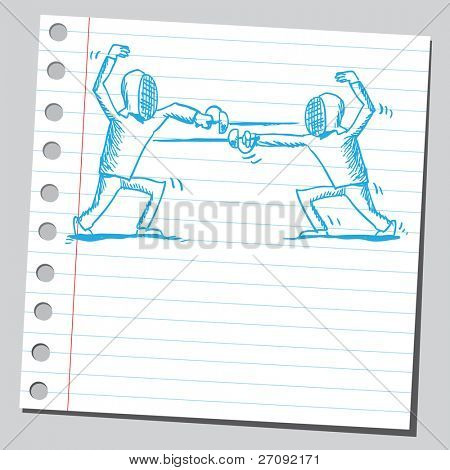 Ilustración incompleto de un jugador de esgrima
