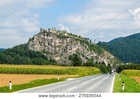 Griffen, Austria - August, 17th, 2017. View Of The Castle In Griffen.