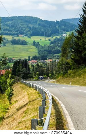 Griffen, Austria - August, 17th, 2017. Road Curves In Austrian Mountains.