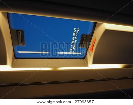 Uscita Emergenza (meaning Emergency Exit In Italian) On A Bus Roof