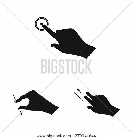 Vector Illustration Of Touchscreen And Hand Symbol. Collection Of Touchscreen And Touch Vector Icon 
