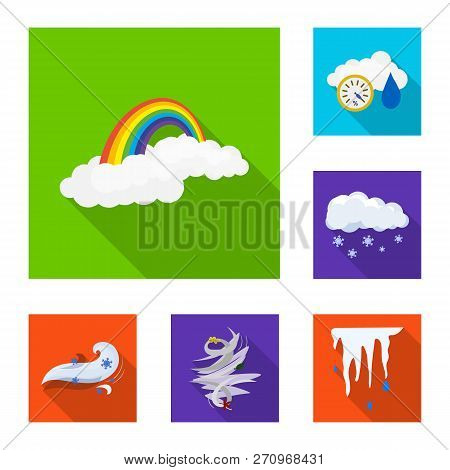 Vector Design Of Weather And Climate Icon. Set Of Weather And Cloud Stock Vector Illustration.