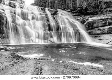 Mumlava Waterfall In Autumn, Harrachov, Giant Mountains, Krkonose National Park, Czech Republic.