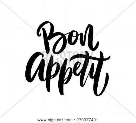 Bon Appetit Hand Drawn Vector Lettering. Vector Illustration Sketch.