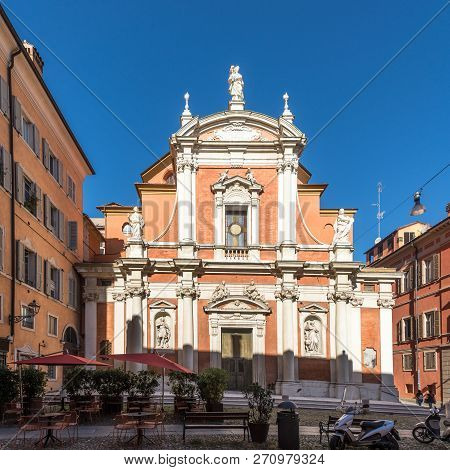 View At The Church Of San Giorgio In The Streets Of Modena In Italy