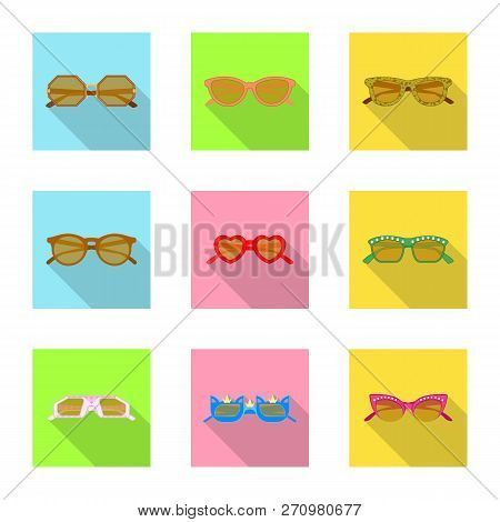 Vector Illustration Of Glasses And Sunglasses Icon. Set Of Glasses And Accessory Vector Icon For Sto