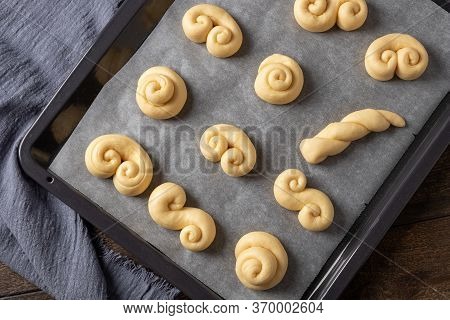 Jidasky Or Jidase - Czech Sweet Easter Pastry Made Of Yeast Dough, Before Baking