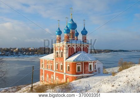 Ancient Church Of The Icon Of The Mother Of God Of Kazanskaya (red Church) On A Sunny January Day. T
