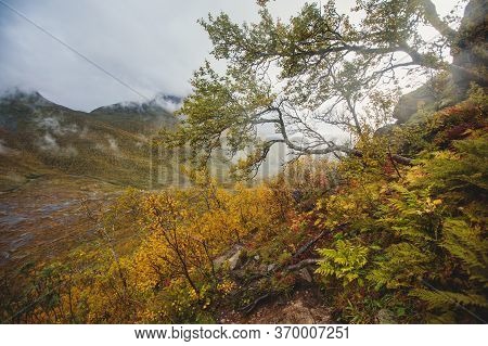 Norwegian Mountain Landscape During Hiking To Halls Fortopp Peak, With A View On Stetind, Northern N