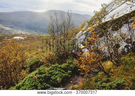 Norwegian Mountain Landscape During Hiking To Halls Fortopp Peak, With A View On Stetind, Northern N