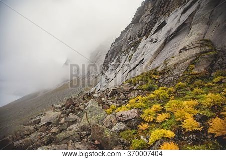 Norwegian Mountain Landscape During Hiking To Halls Fortopp Peak, With A View On Stetind, Northern N