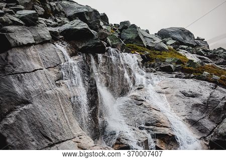 Norwegian Mountain Landscape During Hiking To Halls Fortopp Peak, With A View On Stetind, Northern N